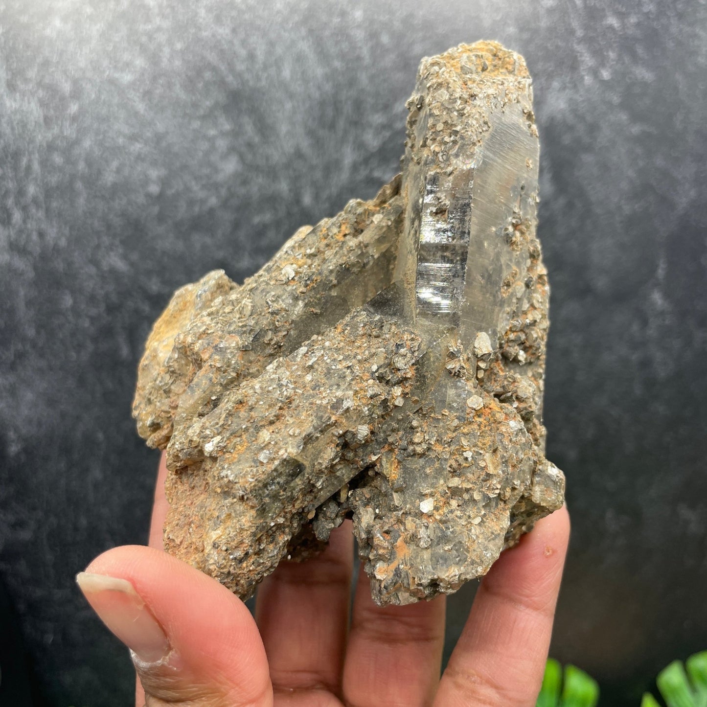 Hematite in Mica on Lemurian Quartz Cluster - Sage & Magic