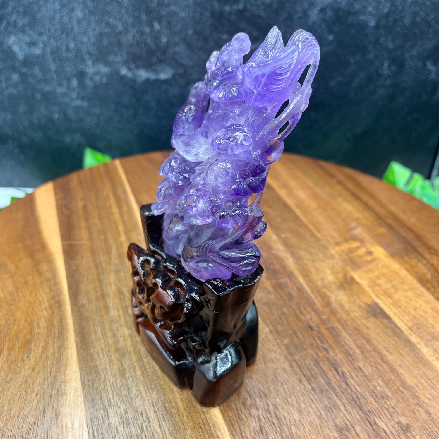 HQ Amethyst Bird on Flower Carving - Sage & Magic