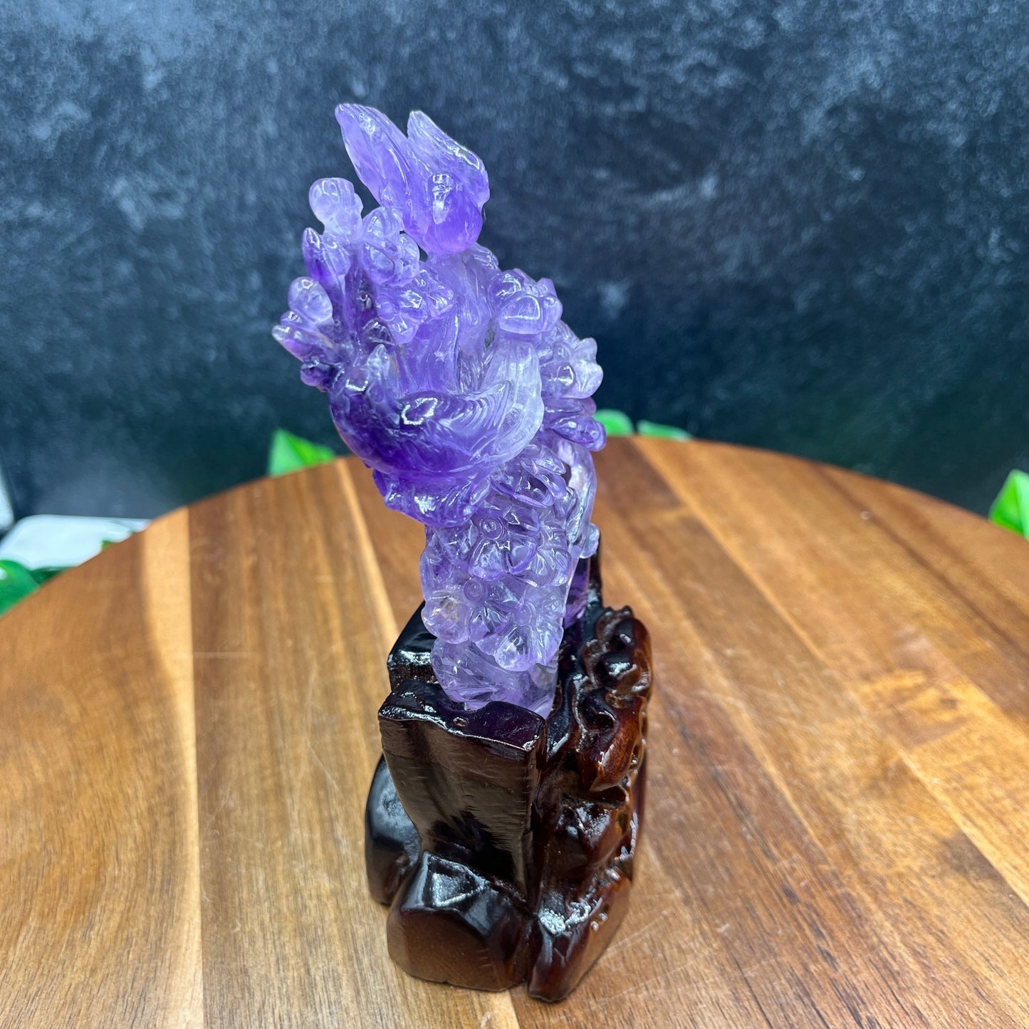 HQ Amethyst Bird on Flower Carving - Sage & Magic