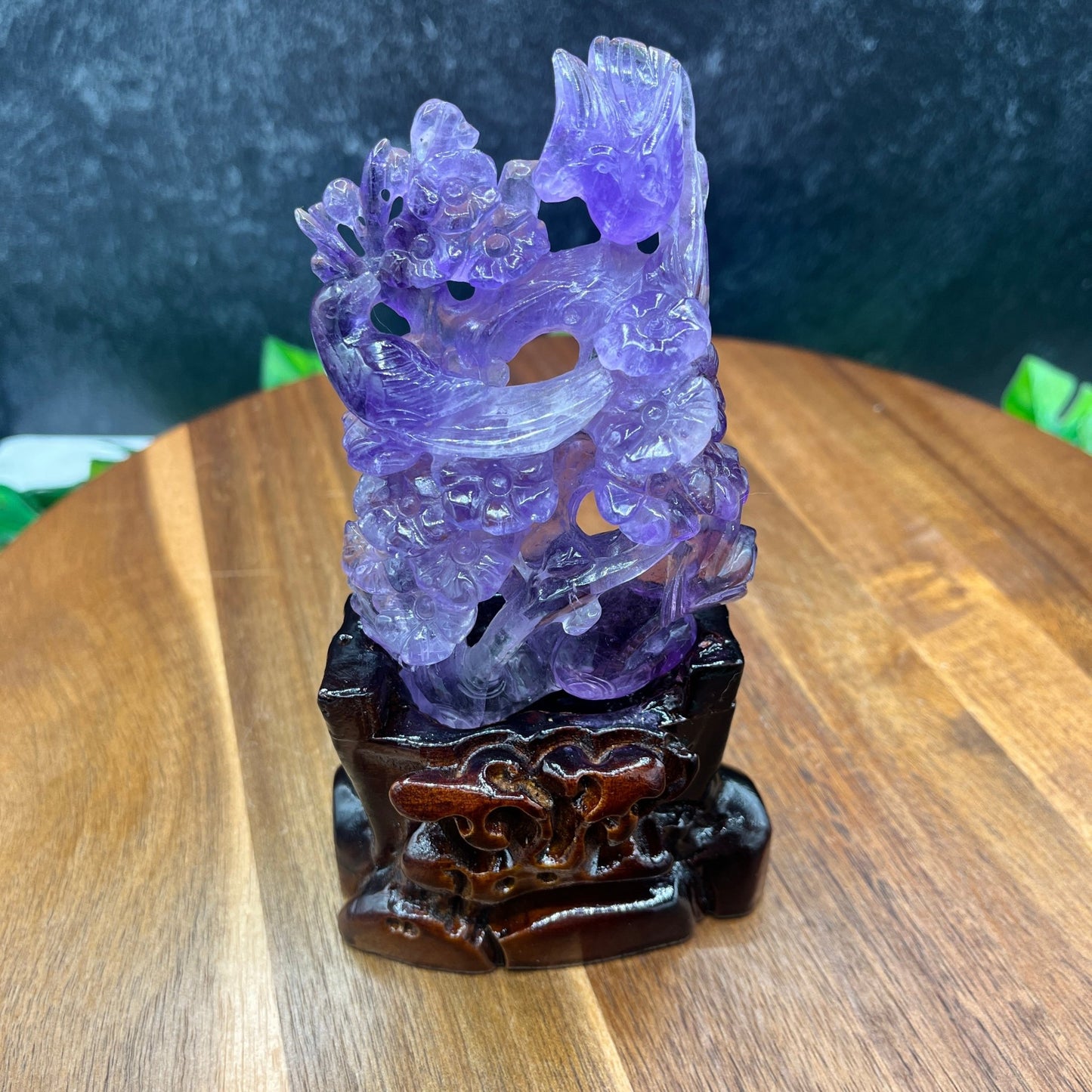 HQ Amethyst Bird on Flower Carving - Sage & Magic