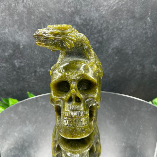 Jade Dragon on Skull