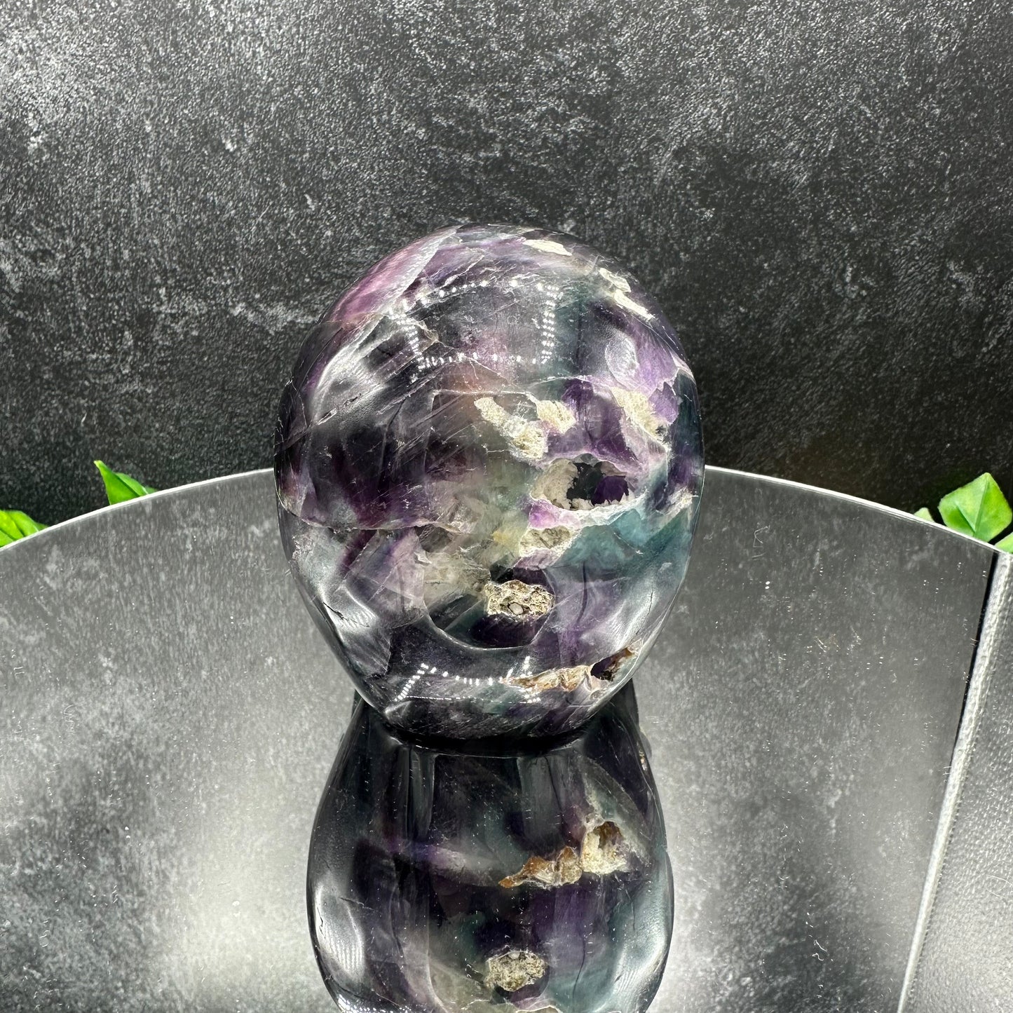 Rainbow Fluorite Skull with Matrix