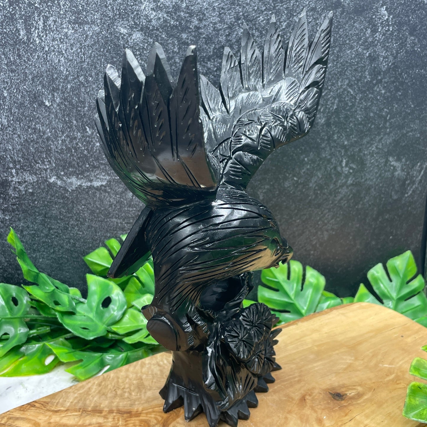 Black Obsidian Abstract Eagle Carving