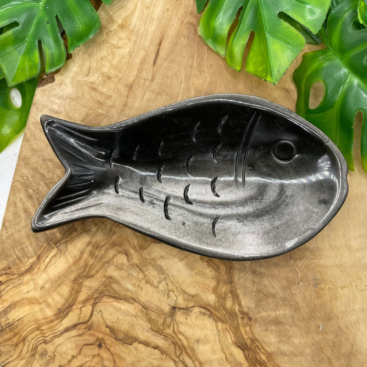 Silver Obsidian Fish Bowl