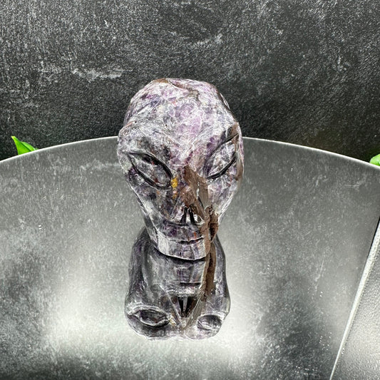 Small Amethyst with Sphalerite Alien Skull