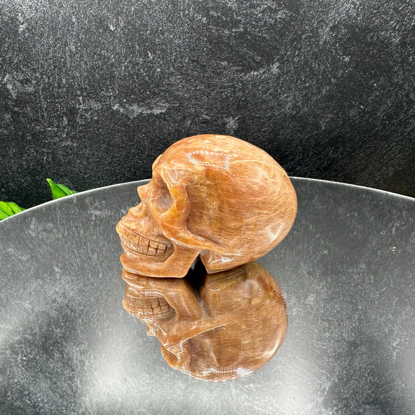 Small Peach Moonstone Skull