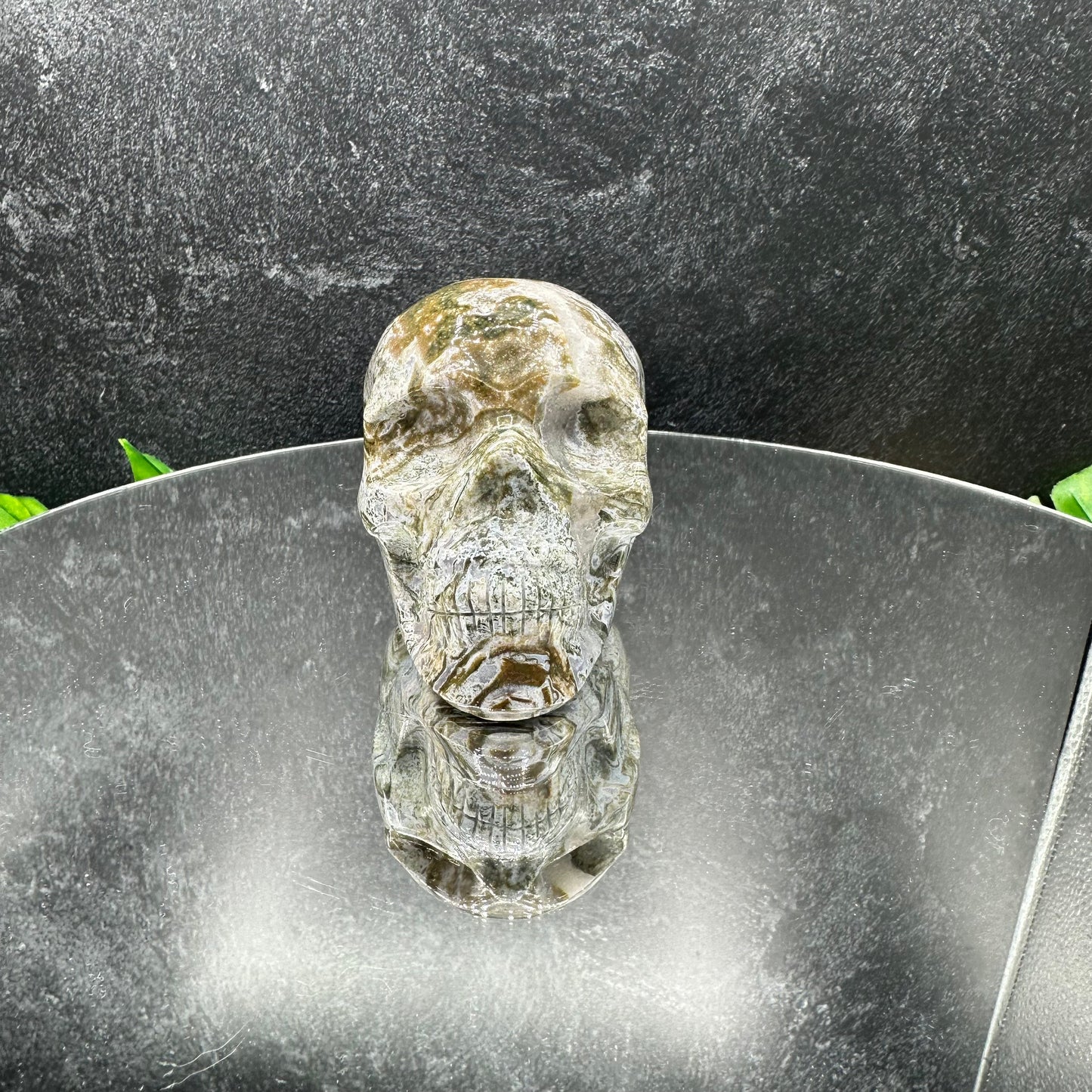 Moss Agate Skull