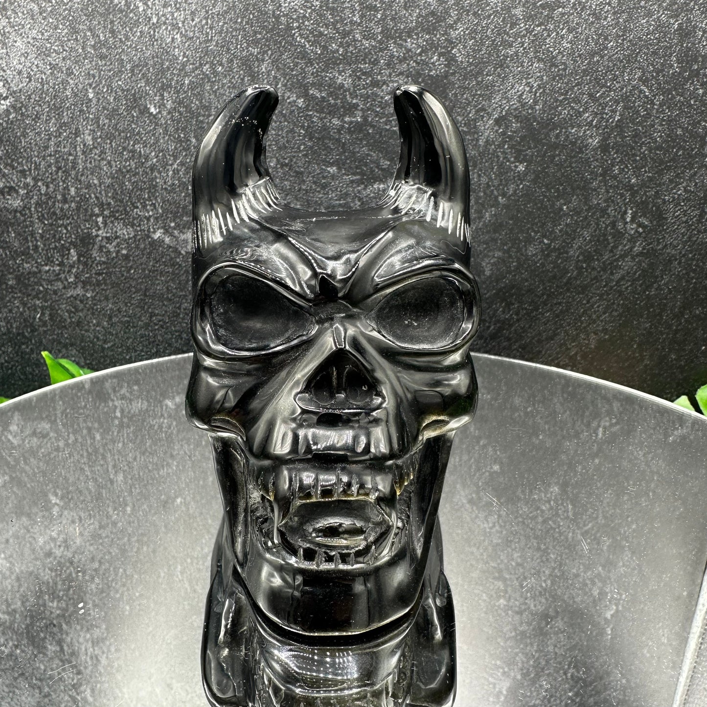 Gold Sheen Obsidian Demon Skull