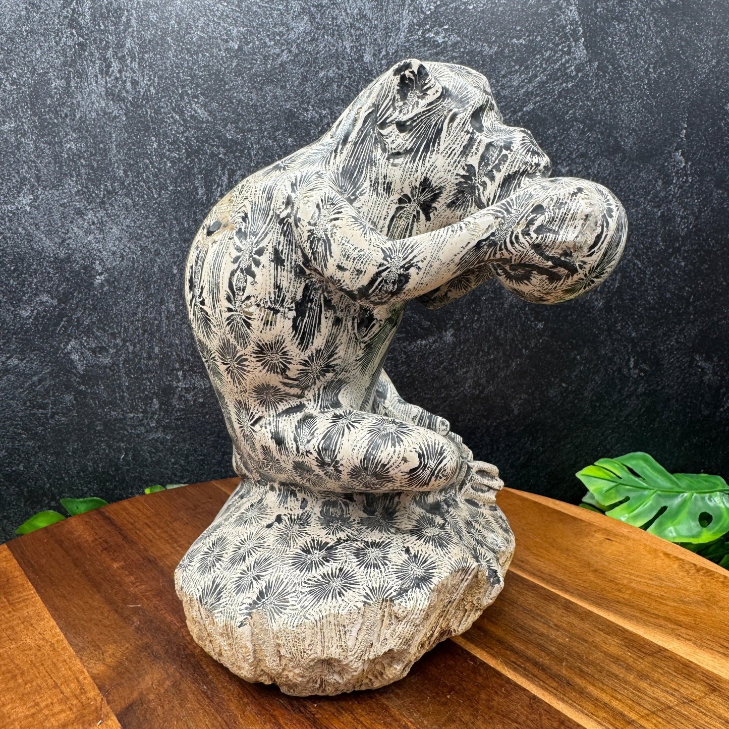 Indonesian Fossil Coral Monkey Carving - Sage & Magic