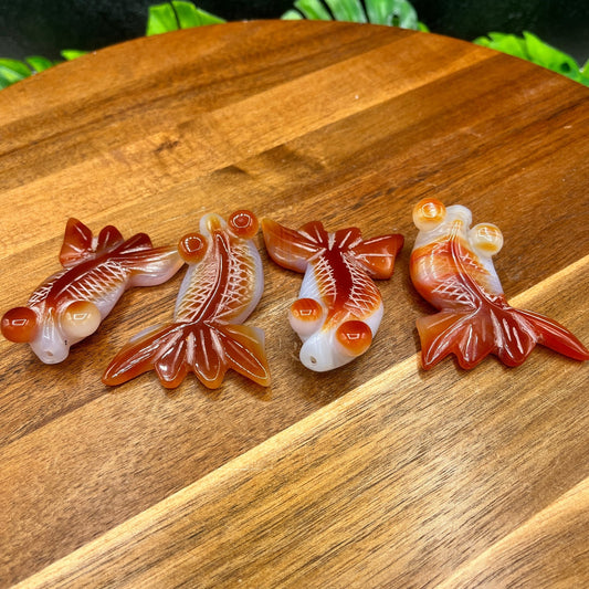 Large Carnelian Koi Fish Pendant - Sage & Magic