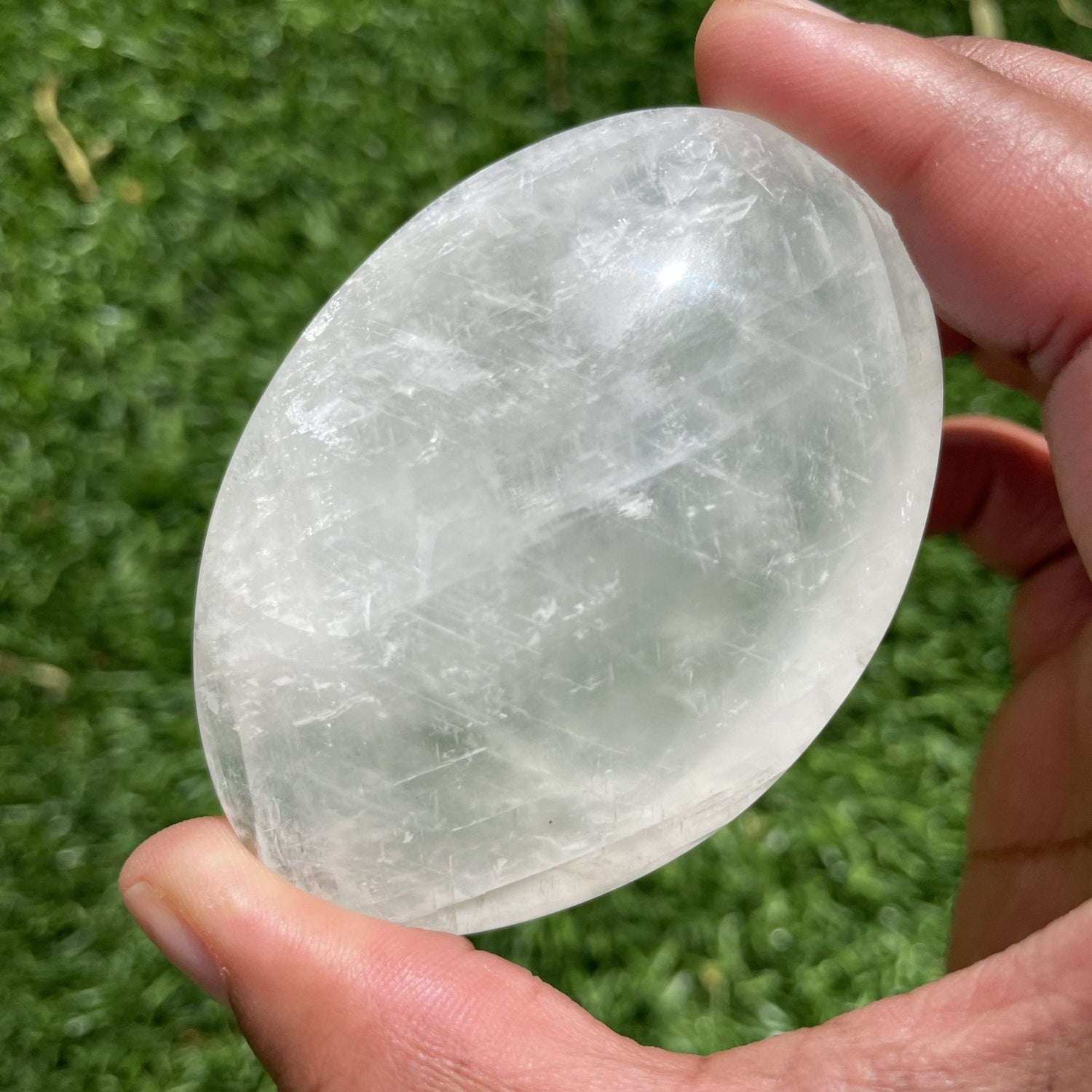 Large Clear Calcite Palm Stone - Sage & Magic