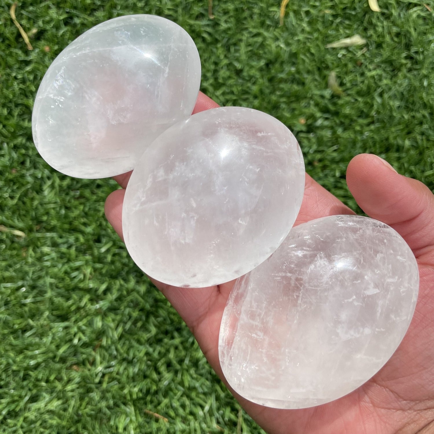 Large Clear Calcite Palm Stone - Sage & Magic