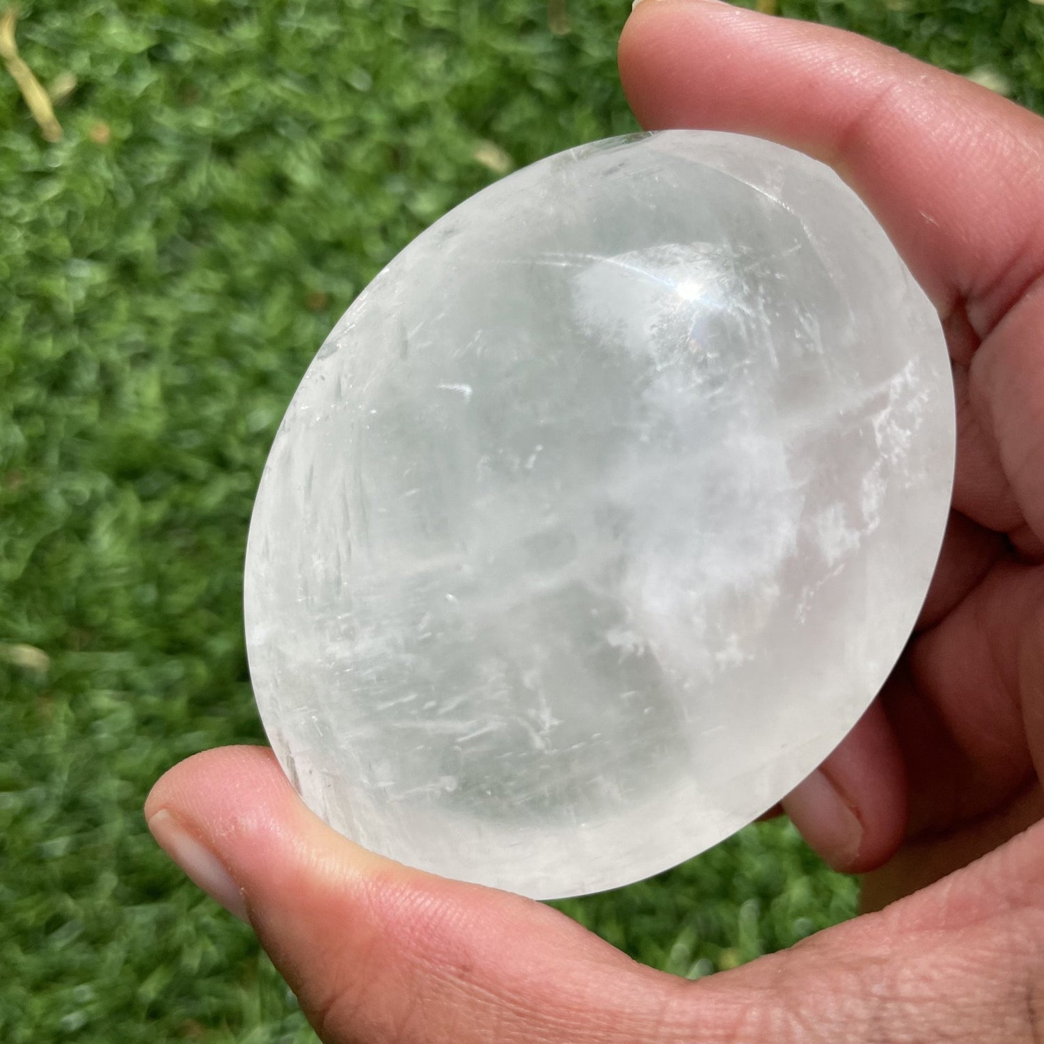 Large Clear Calcite Palm Stone - Sage & Magic