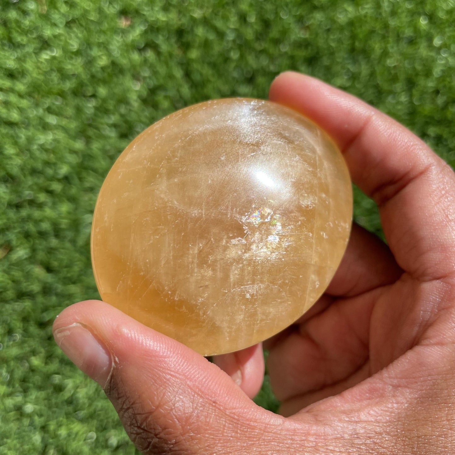 Large Orange Calcite Palm Stone - Sage & Magic