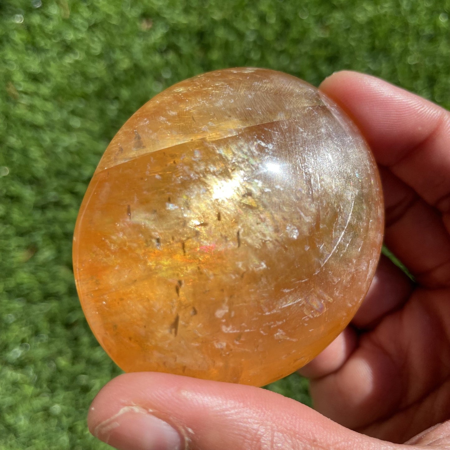 Large Orange Calcite Palm Stone - Sage & Magic