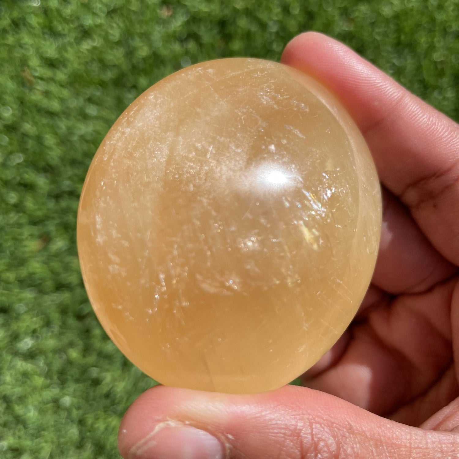 Large Orange Calcite Palm Stone - Sage & Magic