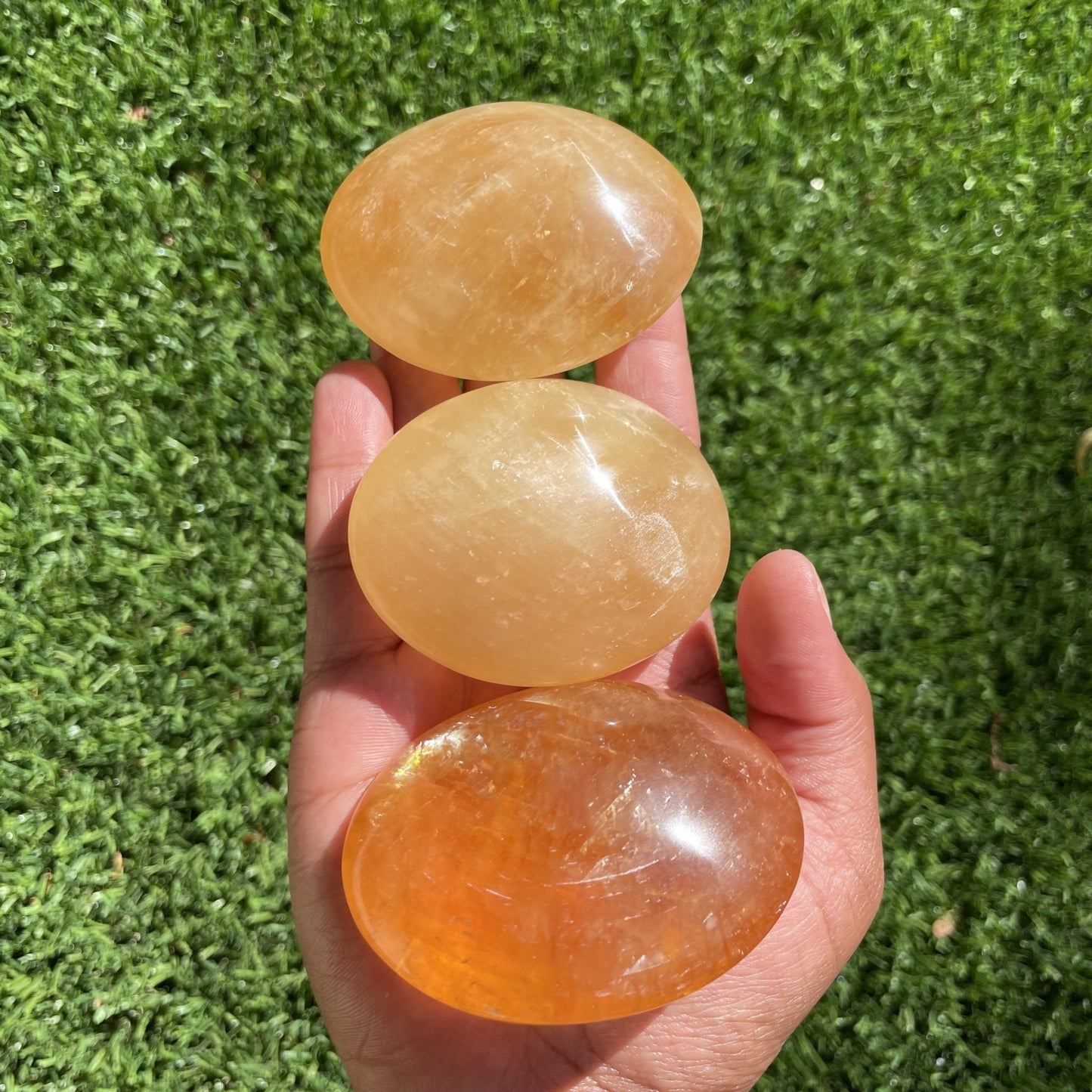 Large Orange Calcite Palm Stone - Sage & Magic