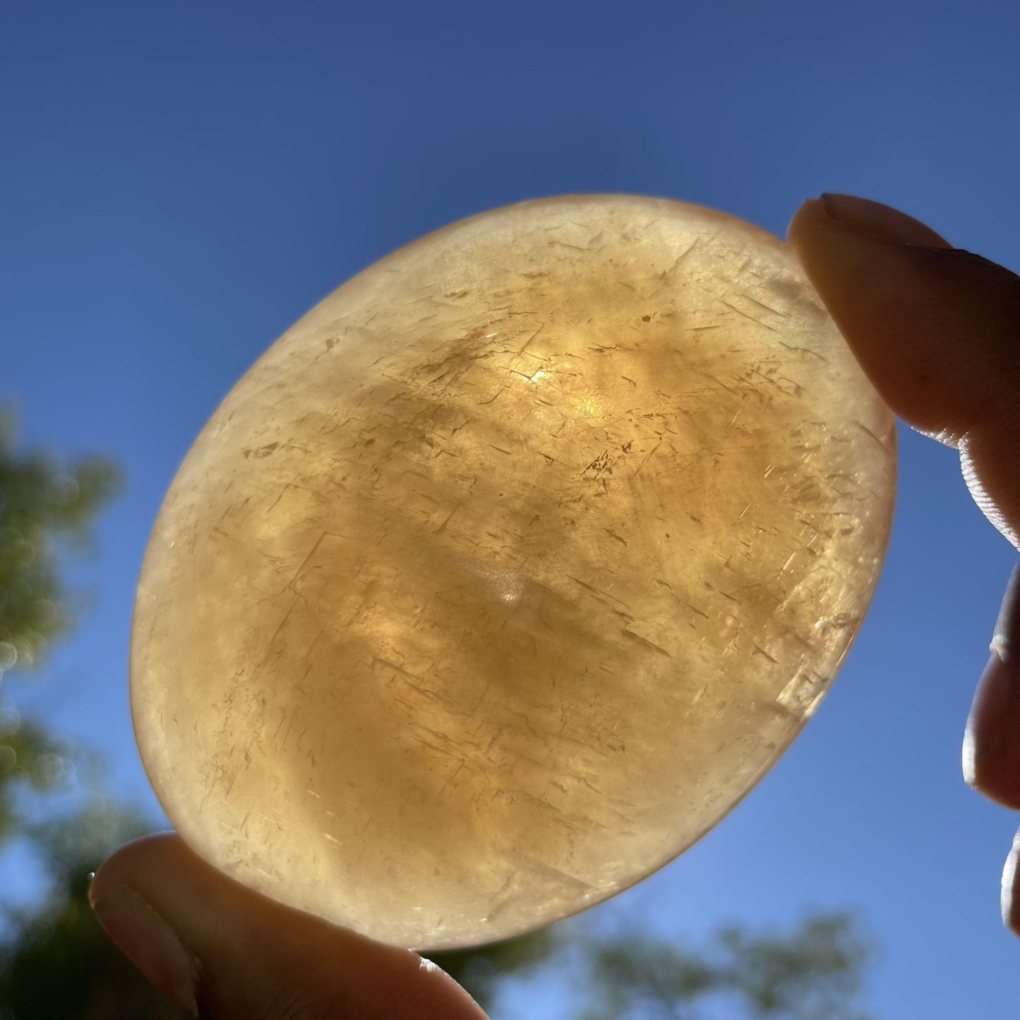 Large Orange Calcite Palm Stone - Sage & Magic