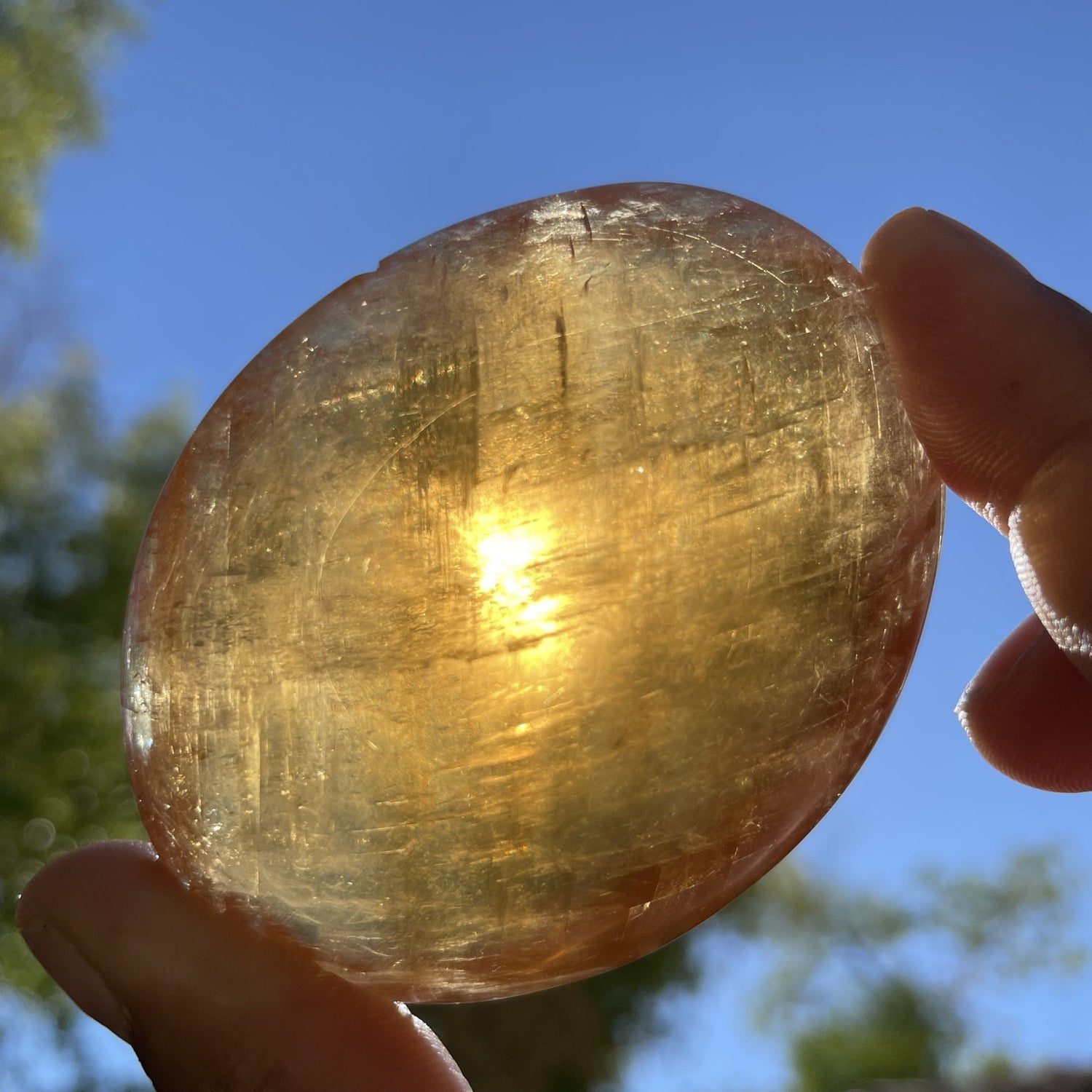 Large Orange Calcite Palm Stone - Sage & Magic