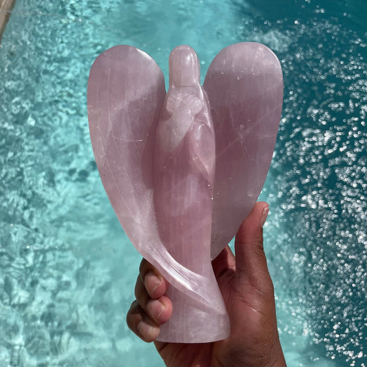 Large Rose Quartz Angel - Sage & Magic