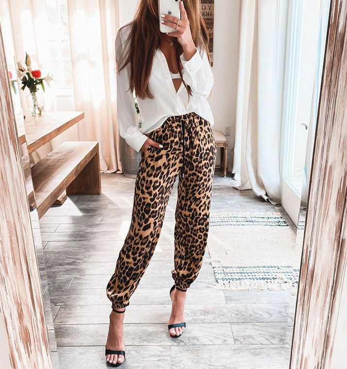 Leopard Print Drawstring Lux Pants - Sage & Magic