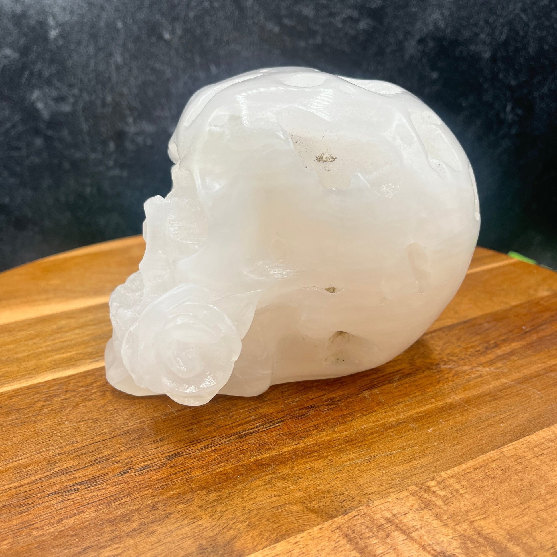 Mangano Calcite Decaying Rose Skull - Sage & Magic