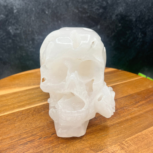 Mangano Calcite Decaying Rose Skull - Sage & Magic