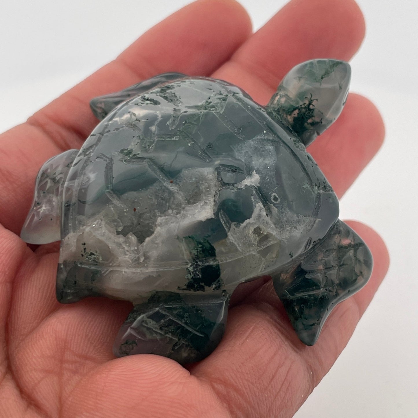 Moss Agate Druzy Turtle - Sage & Magic