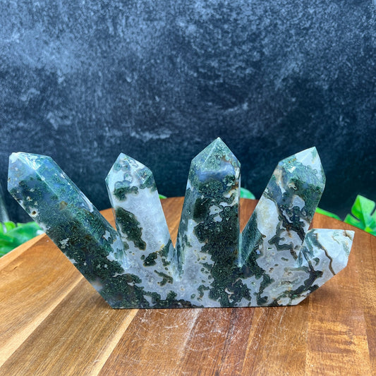 Multi Point Moss Agate Tower - Sage & Magic