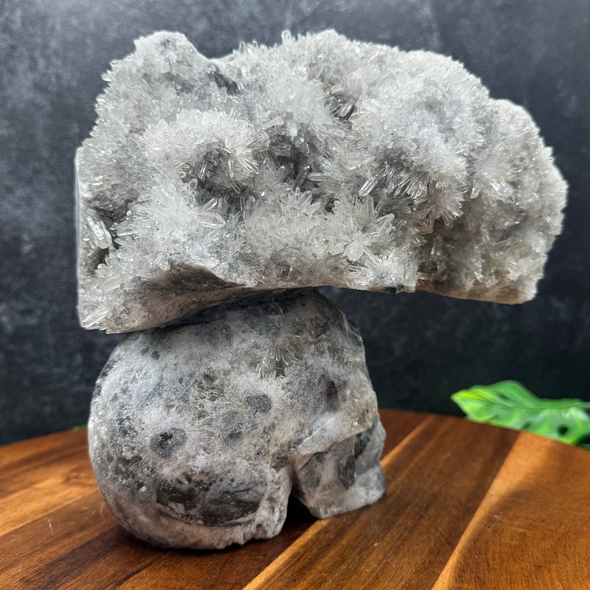 Natural Clear Quartz Cluster Unique Mohawk Skull - Sage & Magic