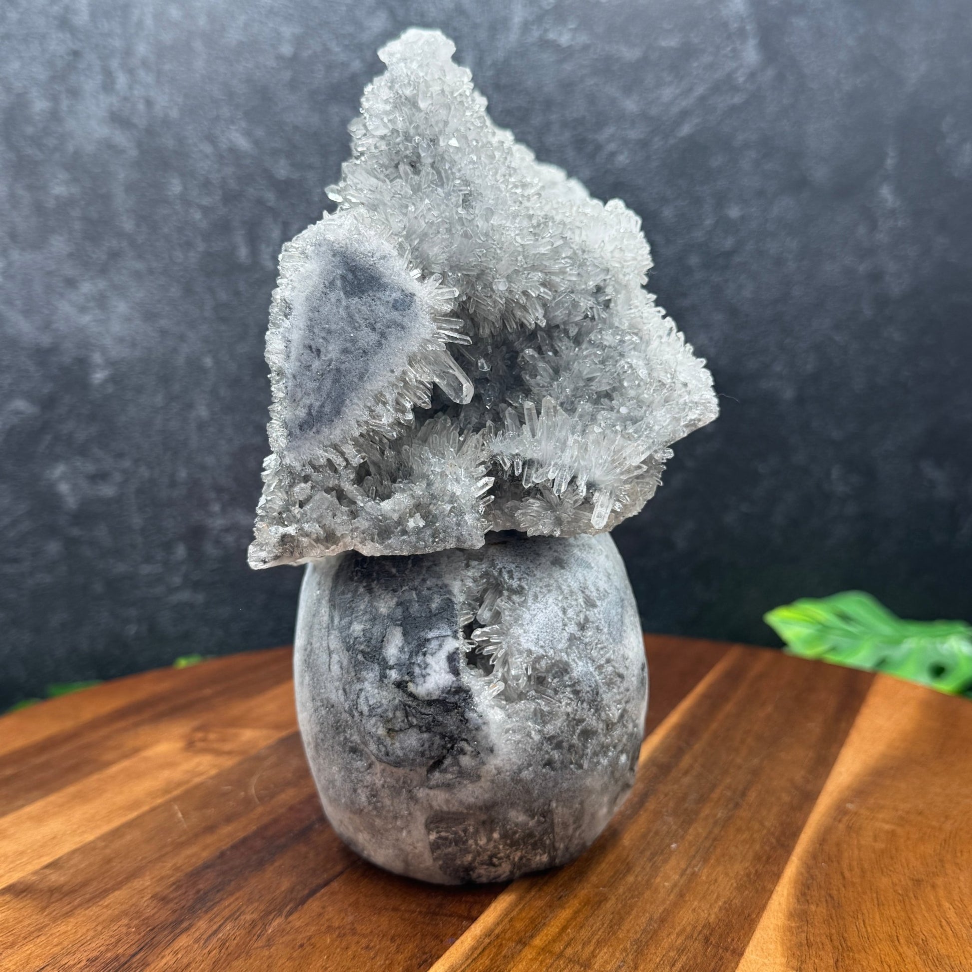 Natural Clear Quartz Cluster Unique Mohawk Skull - Sage & Magic