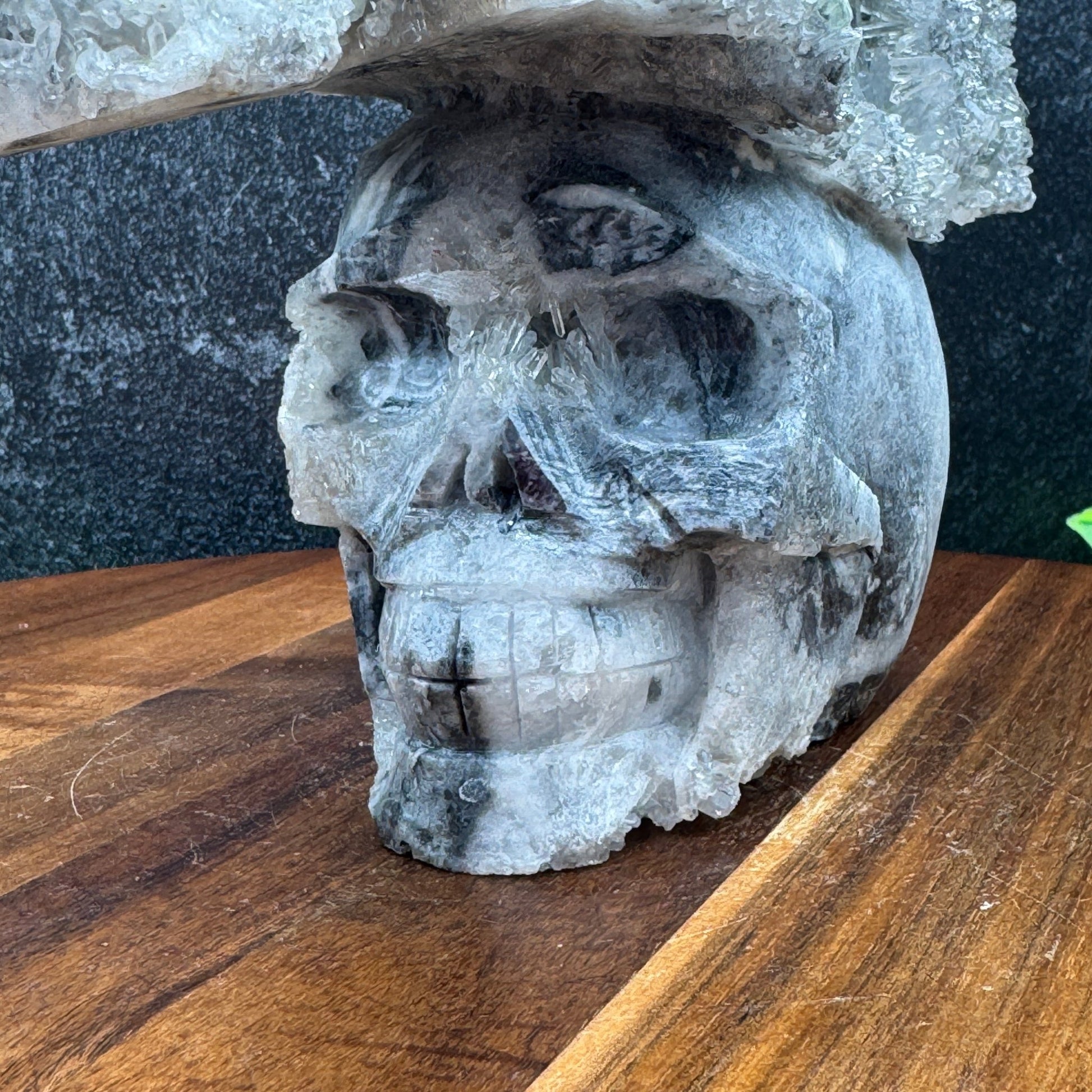 Natural Clear Quartz Cluster Unique Mohawk Skull - Sage & Magic