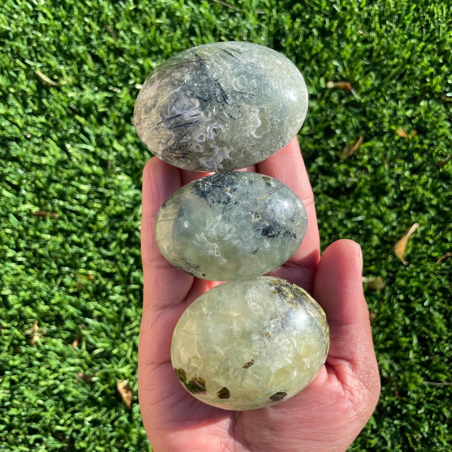 Natural Prehnite Egg Palm - Sage & Magic