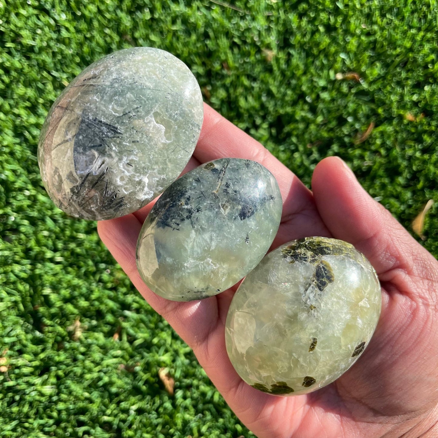 Natural Prehnite Egg Palm - Sage & Magic