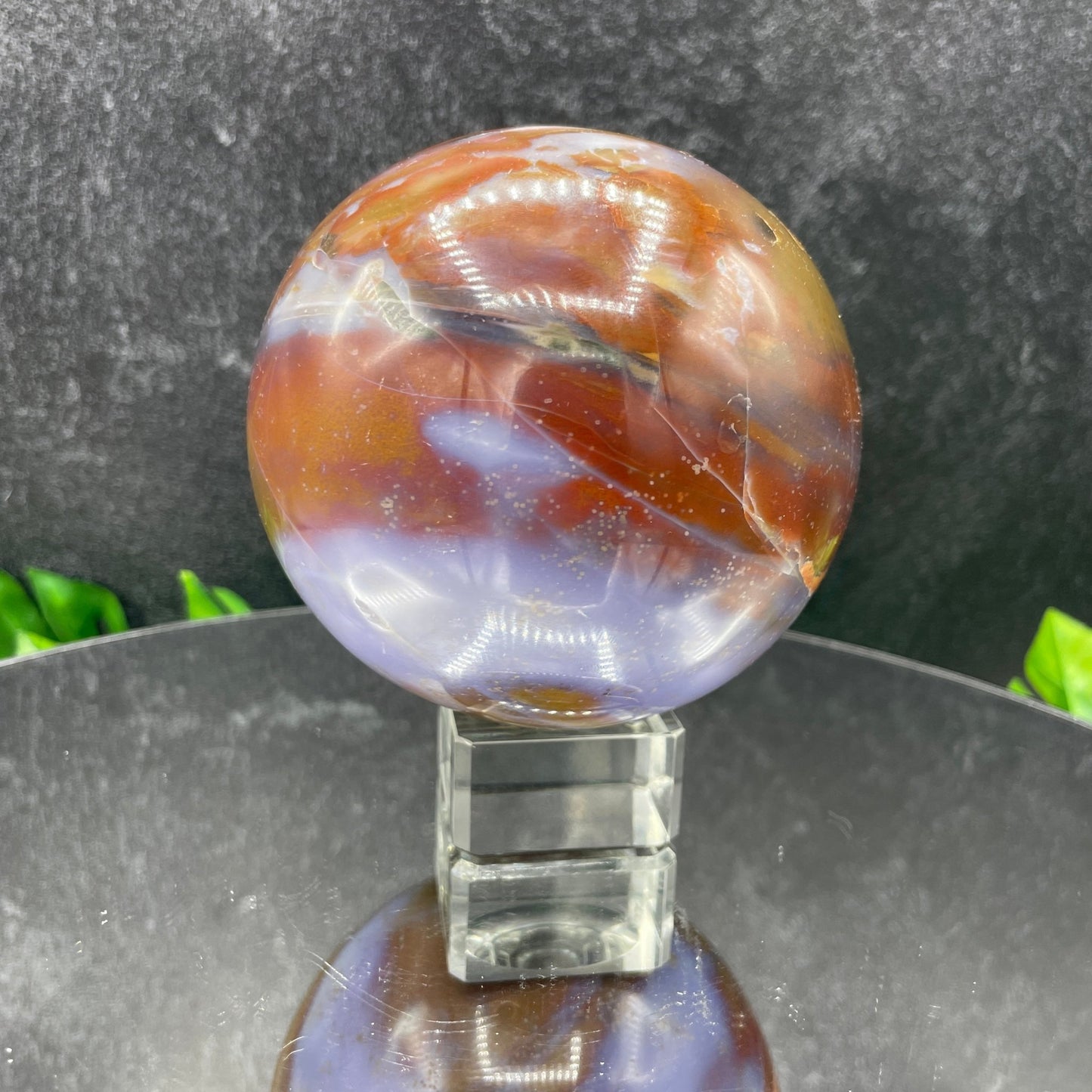 Ocean Jasper Sphere with Blue Chalcedony - Sage & Magic