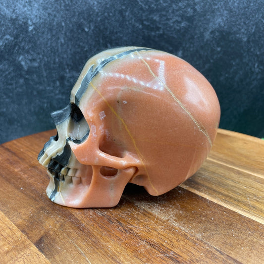 Orange Aventurine in Black Jasper Skull - Sage & Magic