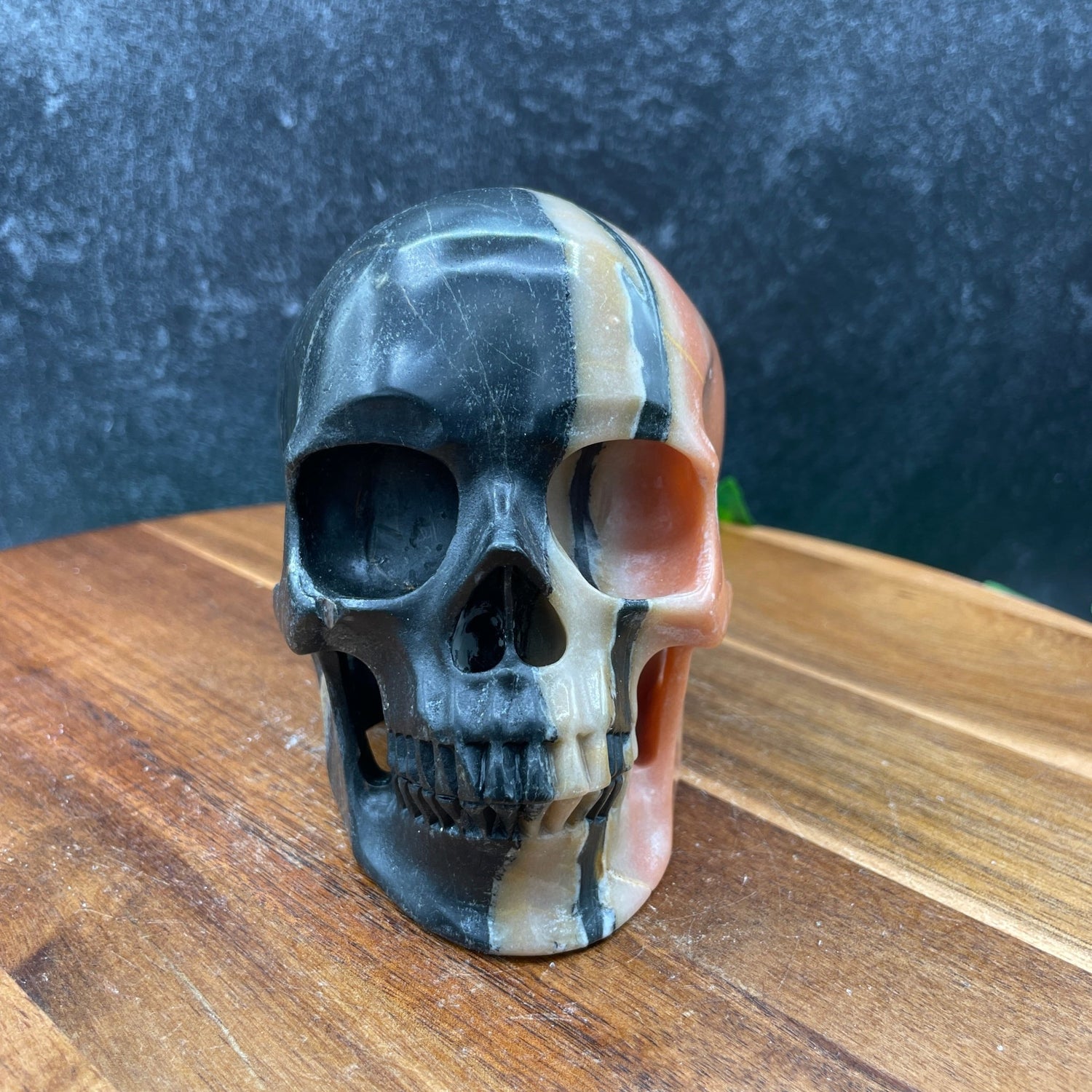 Orange Aventurine in Black Jasper Skull - Sage & Magic