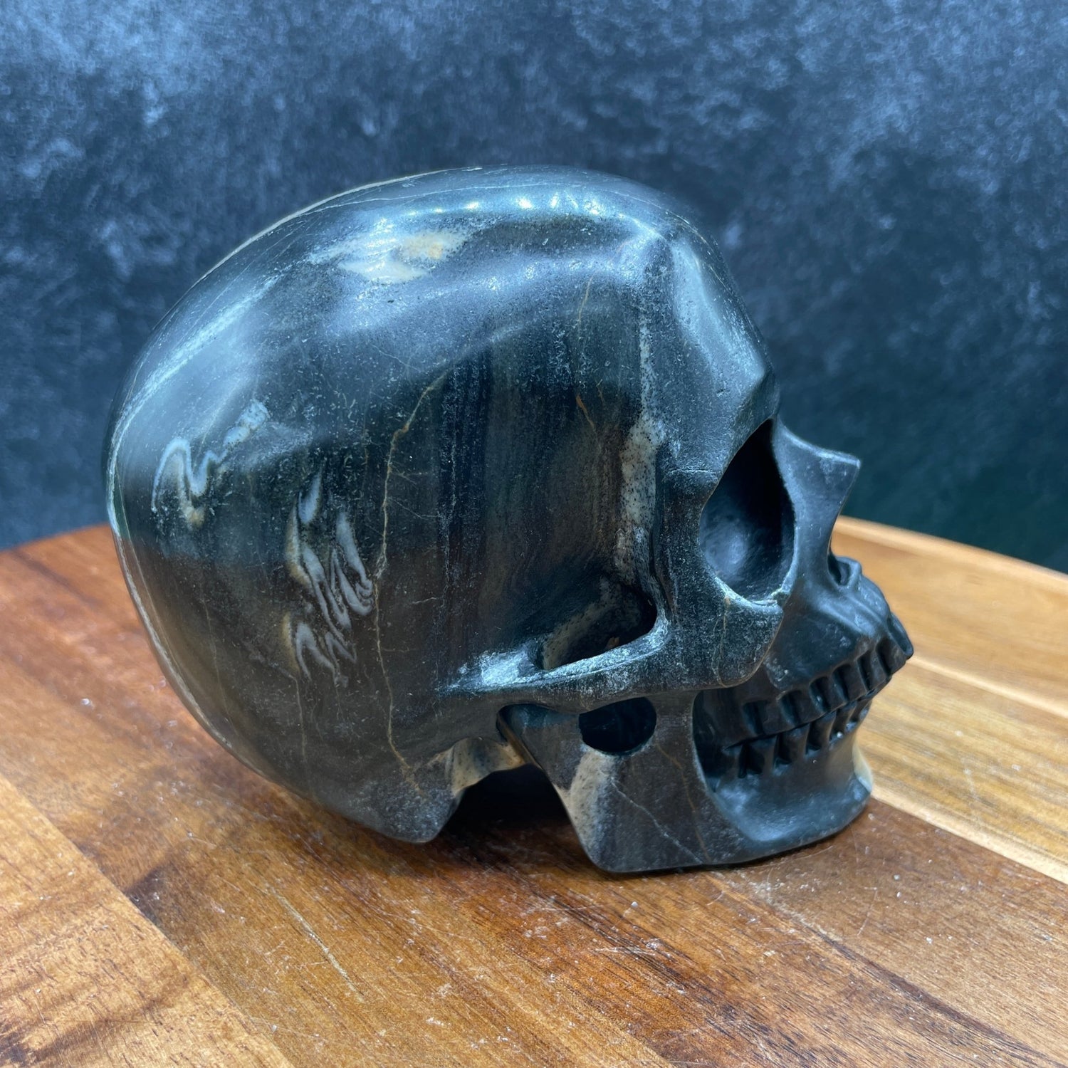 Orange Aventurine in Black Jasper Skull - Sage & Magic