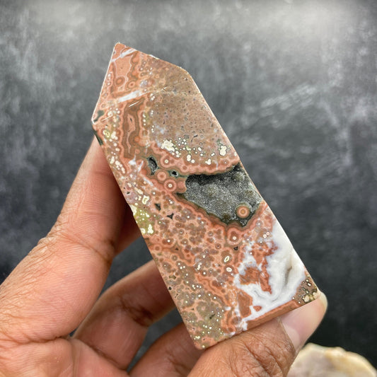 Orbicular Jasper Tower with Black Druzy - Sage & Magic