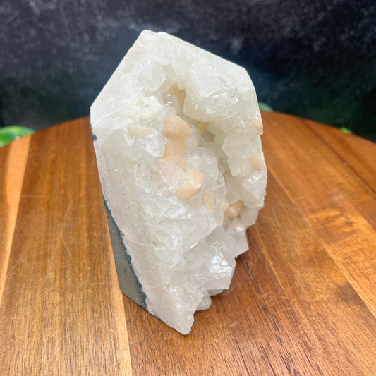 Peach Stilbite on Apophyllte Chunky Tower - Sage & Magic