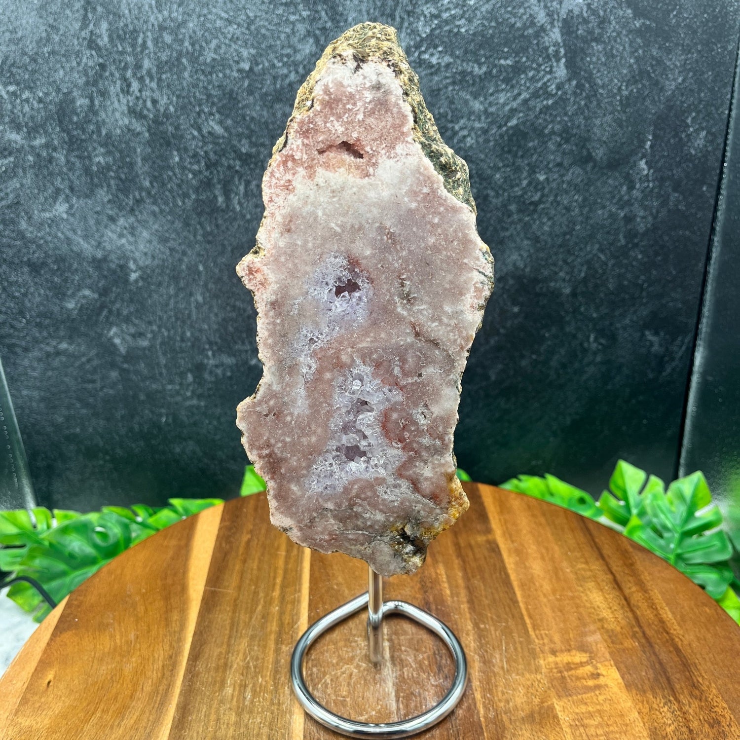 Pink Amethyst Slab on Stand - Sage & Magic