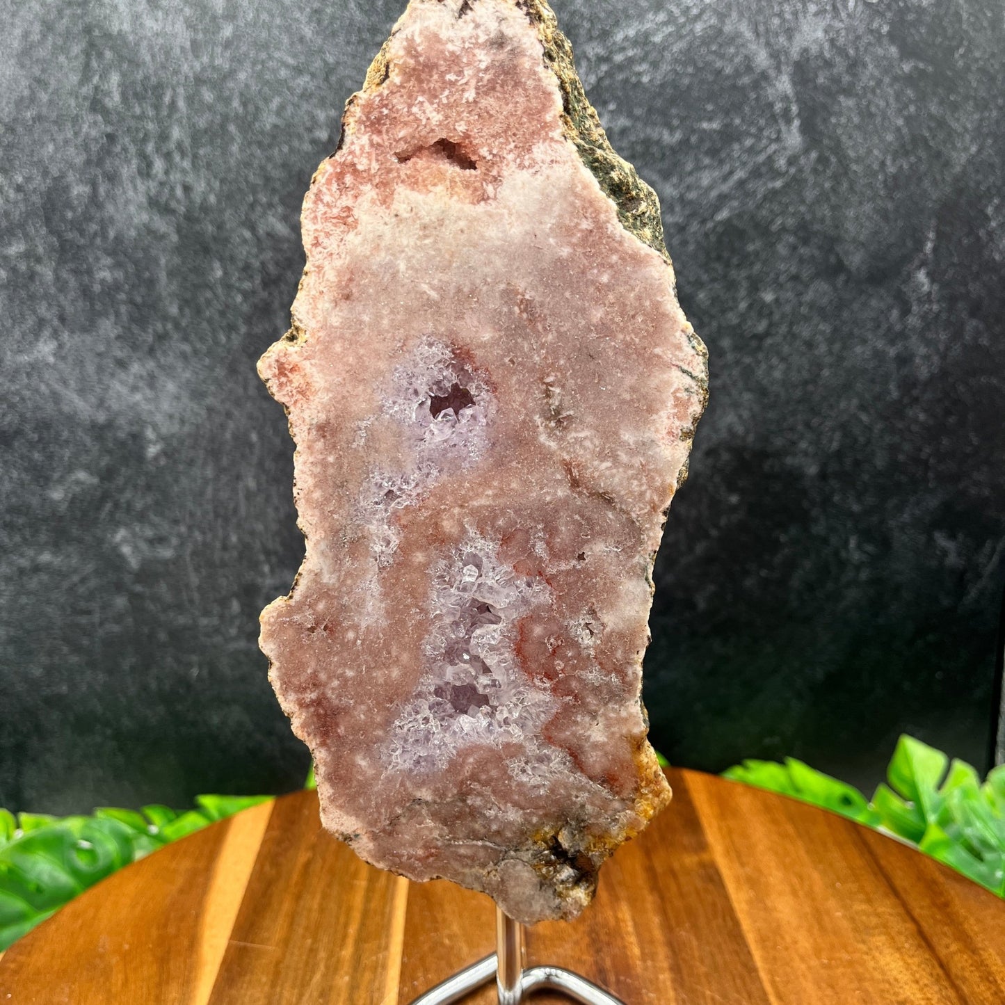 Pink Amethyst Slab on Stand - Sage & Magic