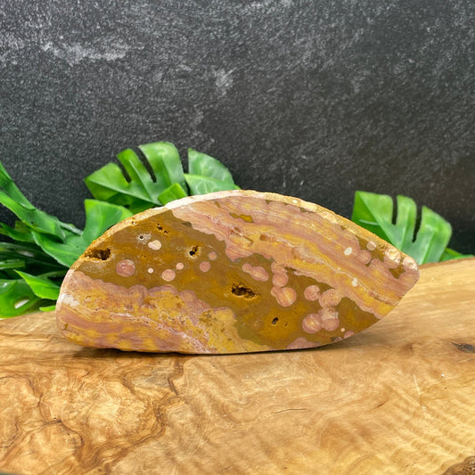 Pink and Yellow Orbicular Jasper Freeform with Druzy - Sage & Magic