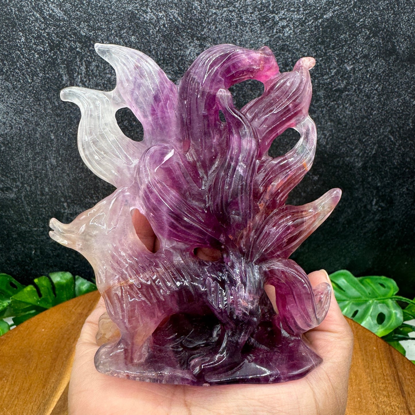 Pink Fluorite Nine Tailed Fox - Sage & Magic