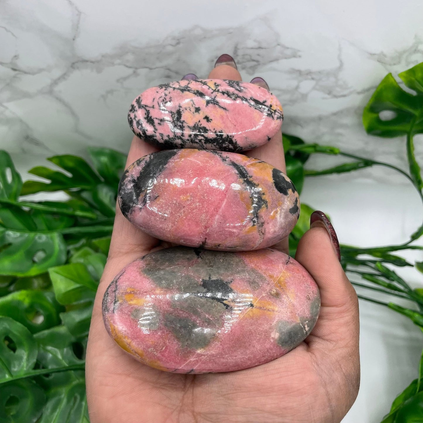 Pink Rhodonite Palm Stone - Sage & Magic