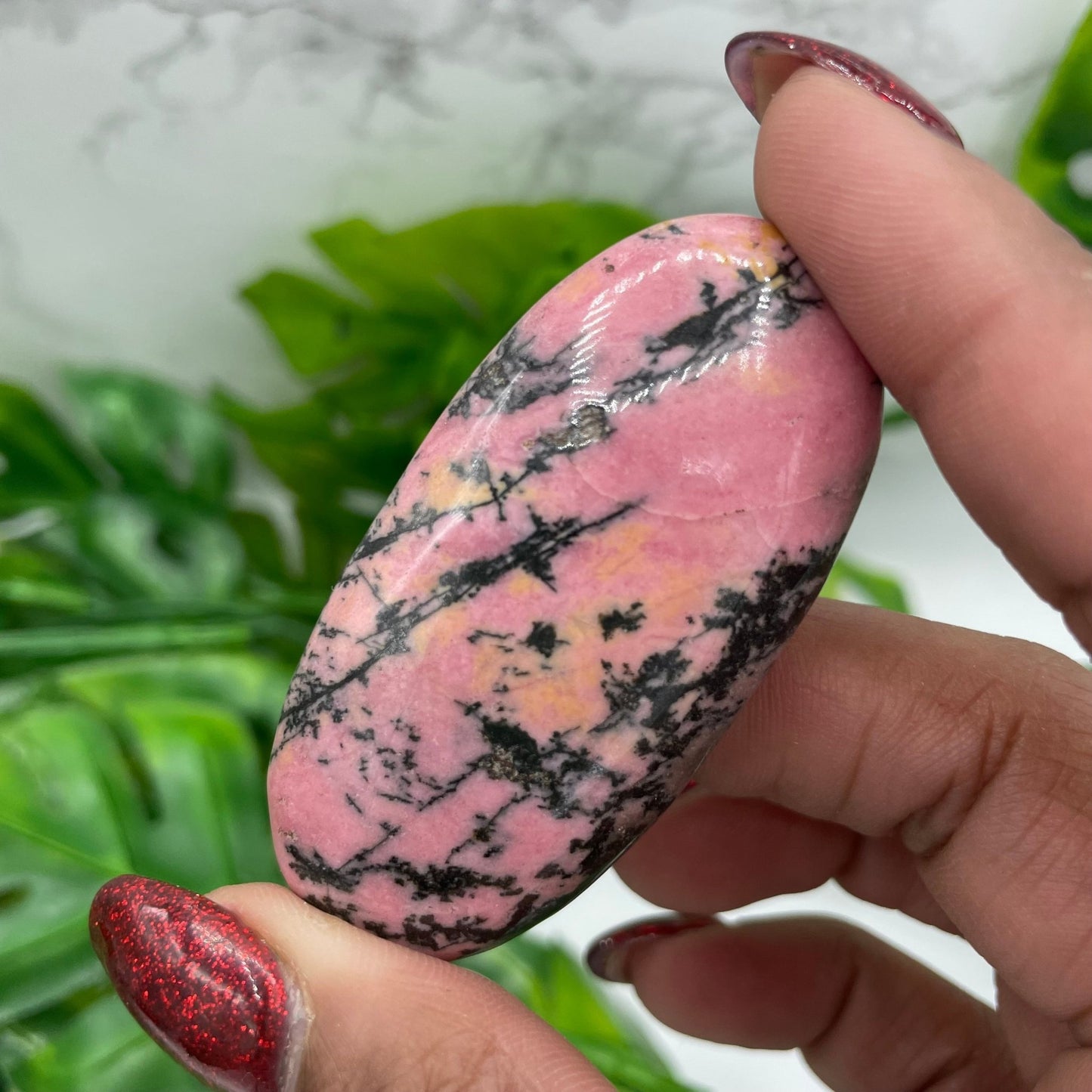 Pink Rhodonite Palm Stone - Sage & Magic