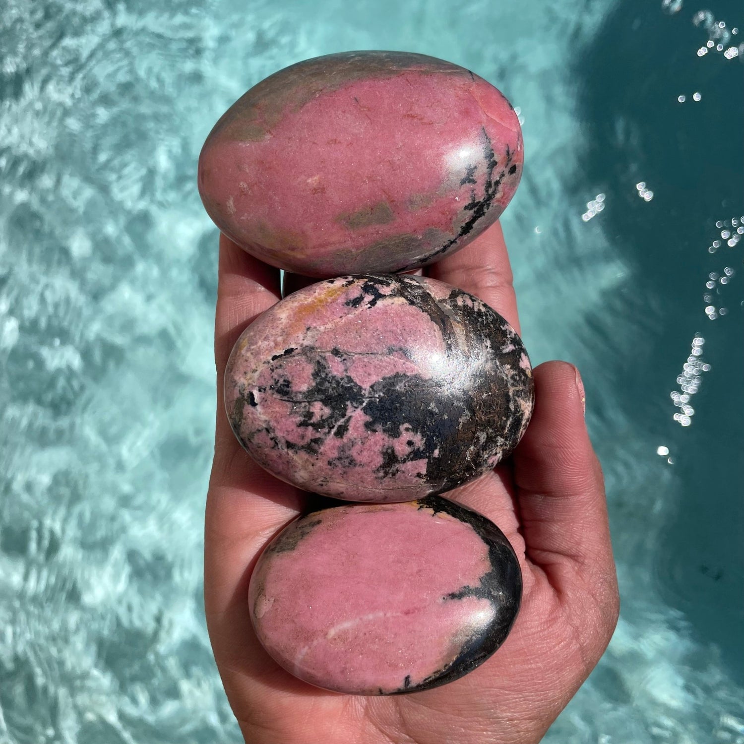 Pink Rhodonite Palm Stone - Sage & Magic