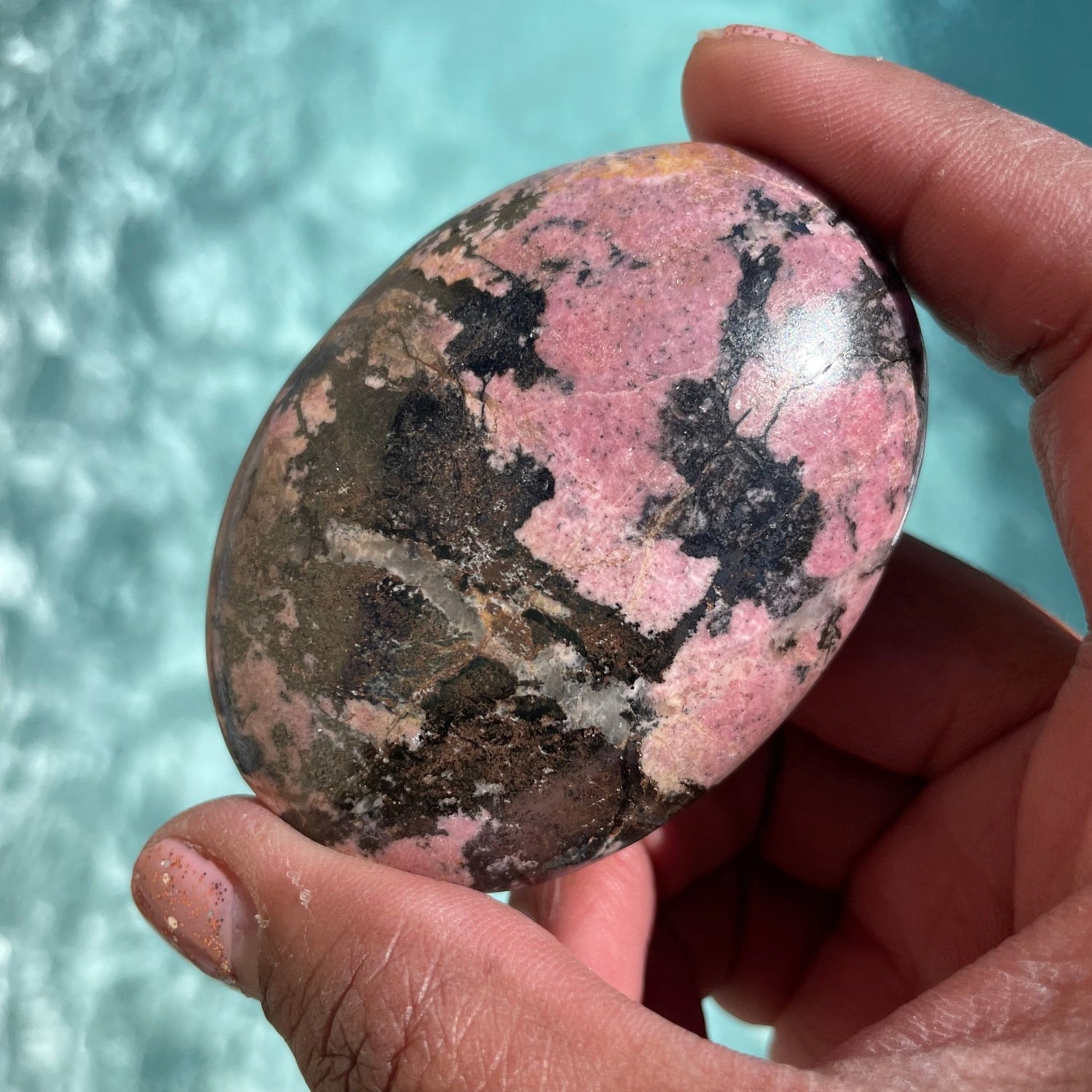 Pink Rhodonite Palm Stone - Sage & Magic