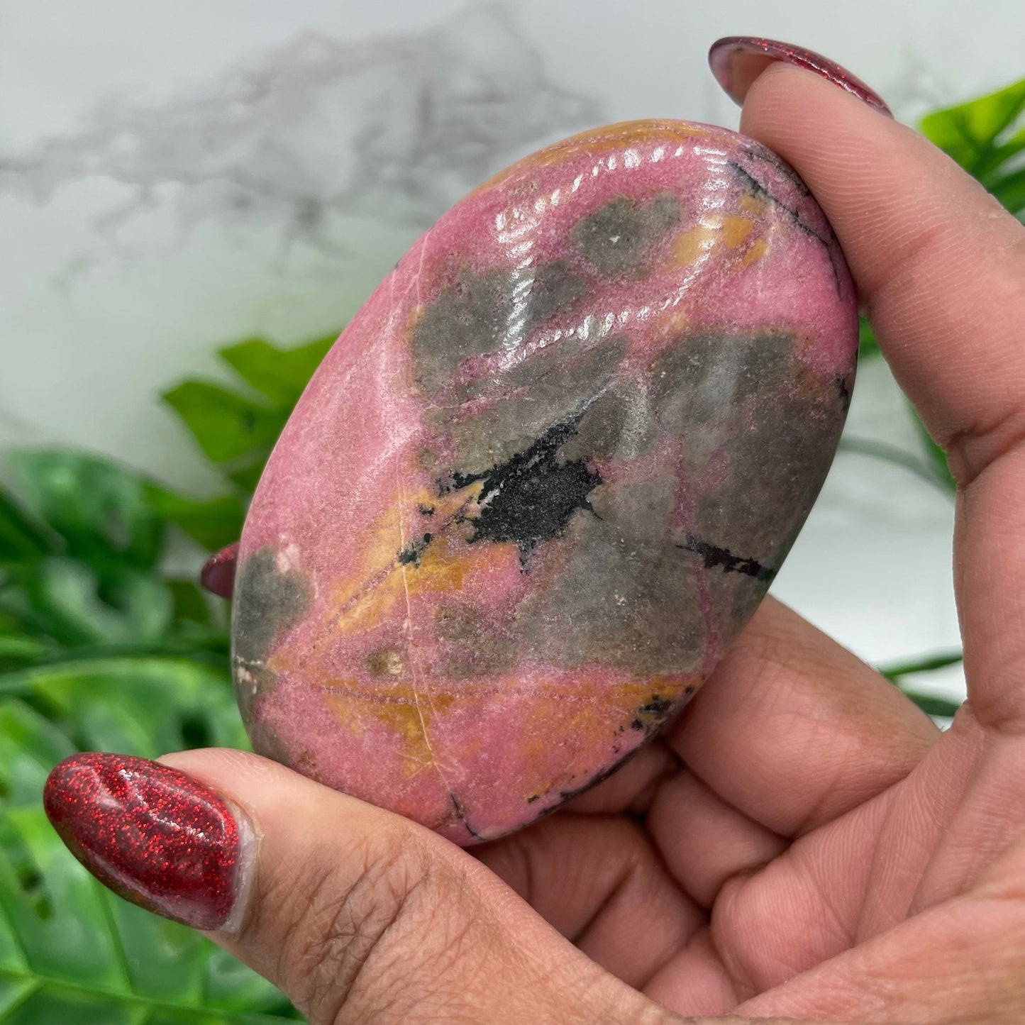 Pink Rhodonite Palm Stone - Sage & Magic