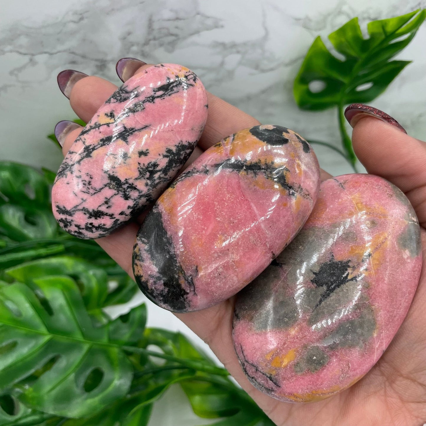 Pink Rhodonite Palm Stone - Sage & Magic